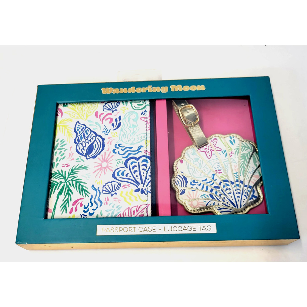 Wandering‎ Moon Passport Case Luggage Tag Multicolor Seashell Travel Organizer